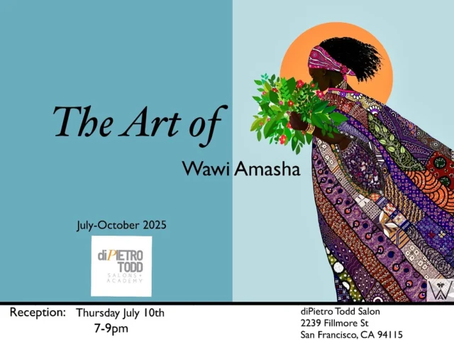 We are so honored to be hosting the vibrant artworks of @wawiart at our Pacific Heights location this summer! ☀️🎨
.
Join us for the opening reception as we sip, celebrate, and inspire through these breathtaking cultural masterpieces! 

🗓️Thursday July 10th 7-9 pm 

.
#dptart #artistsofig #wawiamasha #culturalart #fillmorestreetart #makeartnotwar #pacificheights #sanfranciscoart #artheals #salonlife